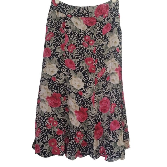 Vintage 90s JM Collection Womens Petite Floral Maxi Skirt Size 12 Fairy Grunge - Picture 1 of 8
